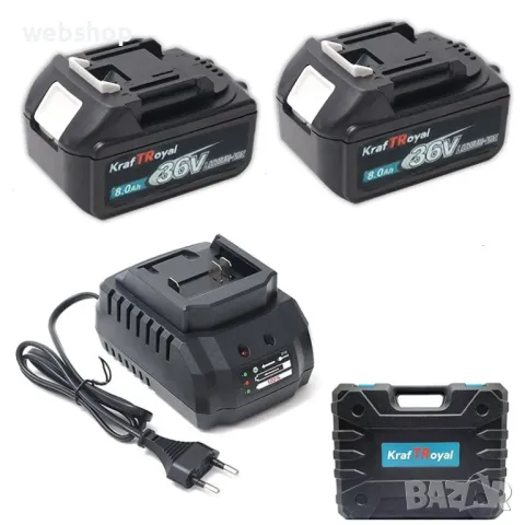 Комплект ударен гайковерт KRAFTROYAL, 850 Nm, 36V, 8 Ah, 2800 rpm, 2 батерии, 1 зарядно, Куфар, снимка 3 - Куфари с инструменти - 49589127
