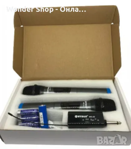 🎤 Комплект 2 бр. универсални динамични безжични микрофони WG-22, предавател-приемник, снимка 2 - Микрофони - 49283880