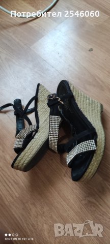 Маркови черни сандали с камъни, снимка 2 - Сандали - 33487414