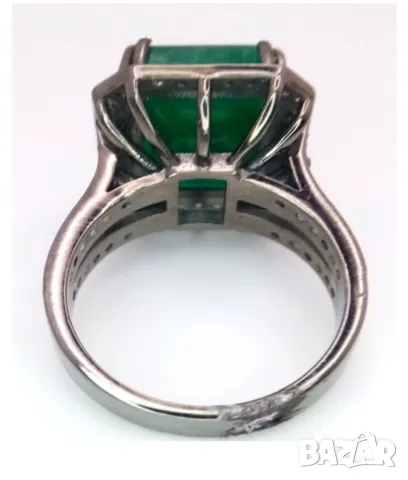 Дамски пръстен с 9ct.Emerald и 0,90ct.diamond's, снимка 8 - Пръстени - 48746625