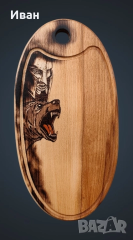 Брадва ръчна изработка, мини мезеджийска брадвичка комплект дъска за рязане мечка , снимка 6 - Ножове - 52909537