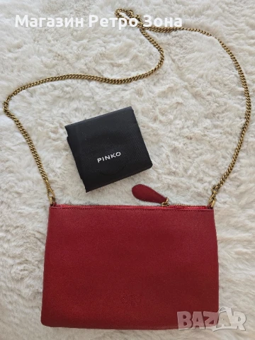 PINKO Кожена дамска чанта тип "плик" FLAT CLASSIC.  Носена е веднъж, неразличима от нова, снимка 4 - Чанти - 50934094