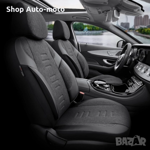 К-т Луксозна Тапицерия Automat-OTOM, Tекстил с еко кожа, THRONE Design – Черна със сив шев, снимка 3 - Аксесоари и консумативи - 52791119