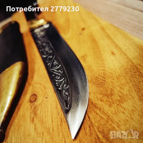 Ловен масивен нож, с дръжка от биволски рог Нов!, снимка 7 - Ножове - 49911773