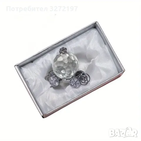 Уникална Елегантна Фигурка на Карета с Кристална Тиква, снимка 9 - Декорация за дома - 48240750