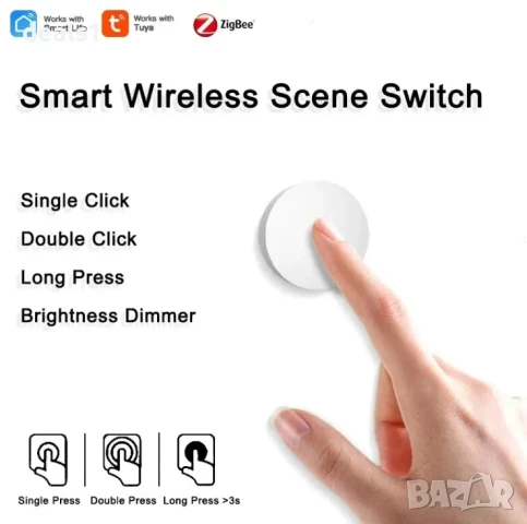 Tuya Zigbee Смарт бутон Превключвател Безжично дистанционно управление Съвместим с Google и Alexa