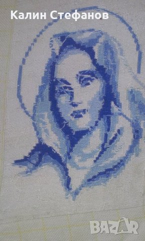 Гоблен Мадона в син цвят, снимка 6 - Гоблени - 26689211