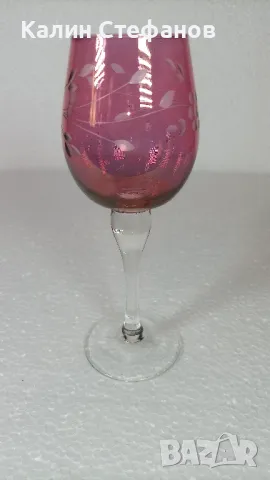 Изключително красиви чаши за вино, ракия, калиево стъкло – 7 бр, снимка 4 - Антикварни и старинни предмети - 50216270