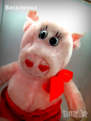 Розово плюшено прасе, подарък за Свети Валентин-002, снимка 3 - Романтични подаръци - 53035532