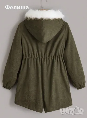 Красиво Ежедневно Топло Яке Парка с Качулка в Пастелно Зелен Цвят L Размер, снимка 3 - Якета - 50175321