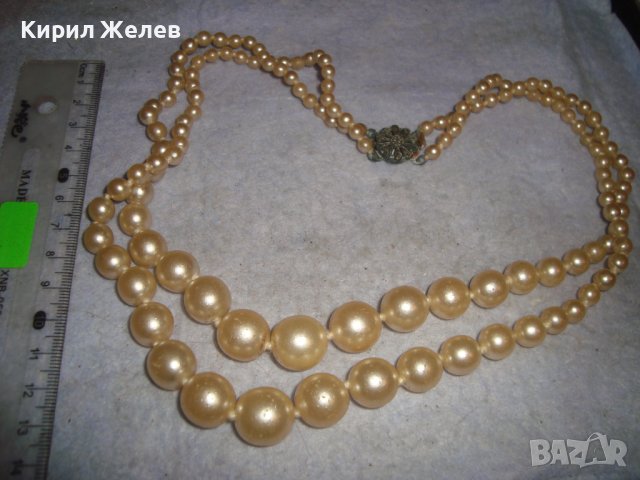 СТАРИННА АР ДЕКО ПЕРЛЕНА РЕТРО ОГЪРЛИЦА КОЛИЕ ЧЕШКИ ПЕРЛИ с БРОНЗОВА ФИЛИГРАННА ЗАКОПЧАЛКА 29092, снимка 2 - Антикварни и старинни предмети - 37851551