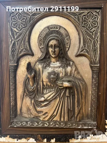 Метална картина на Богородица, снимка 4 - Икони - 48077600