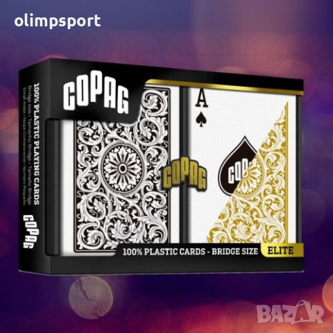 Карти за игра Copag 100% plastic bridge black/gold double pack  нови  