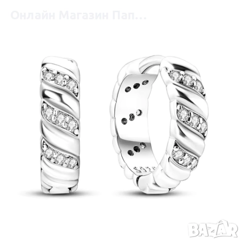 925 Сребърни обеци с дизайн “гума” и циркони