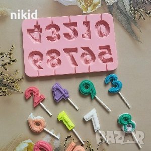цифри числа на цветя силиконов молд форма за направа на близалки на клечка свещ, снимка 3 - Форми - 38077183