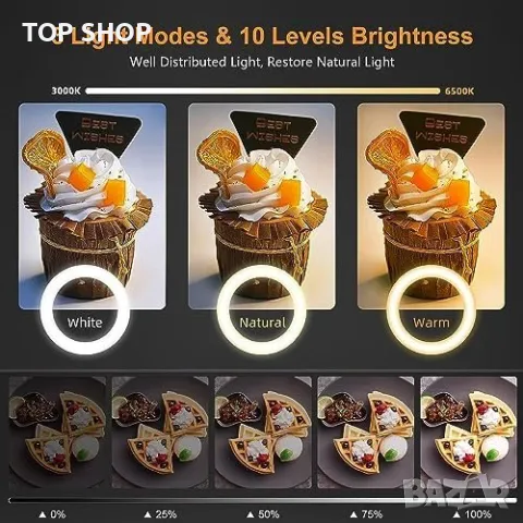 Нова Стойка регулируема за телефонна камера с 10-инчова пръстенова светлина за видеозапис телефон, снимка 9 - Друга електроника - 49532816