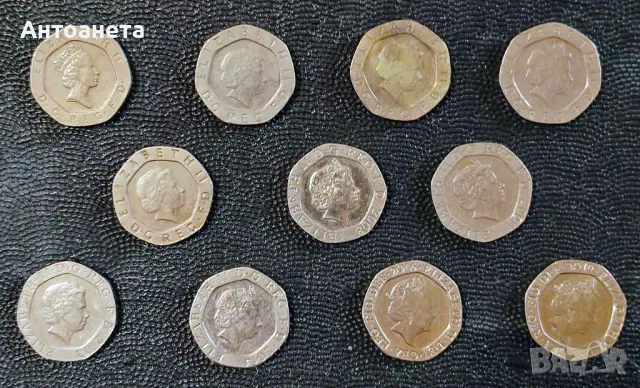 50, 20 пенса Великобритания, 16 различни, снимка 4 - Нумизматика и бонистика - 44241290