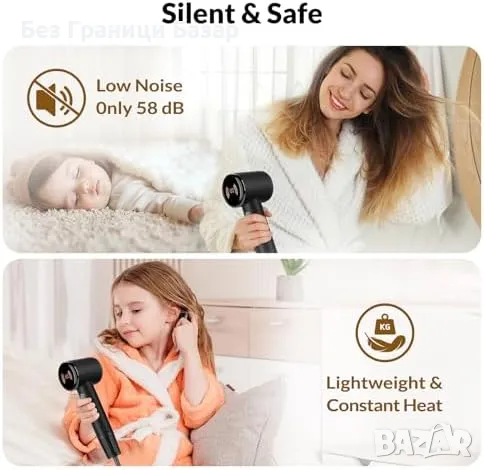 Нов Професионален йонен сешоар 1600W с дифузер – лек и мощен за коса, снимка 6 - Сешоари - 49083806