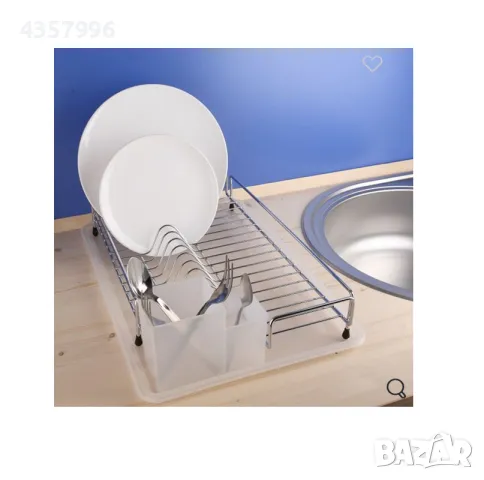  Метален сушилник за чинии, С подложка, За кухня , снимка 3 - Сушилници - 48999534