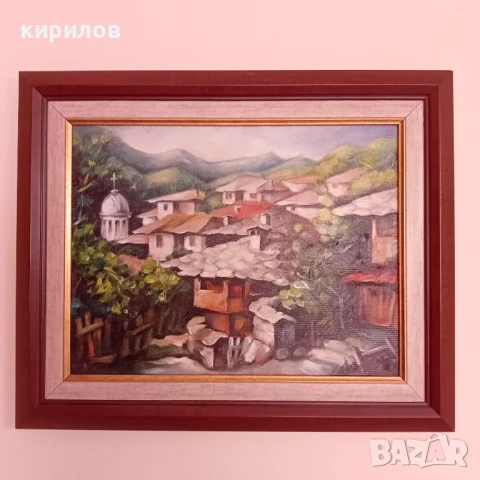 Маслена картина със селски пейзаж, снимка 6 - Картини - 50782134