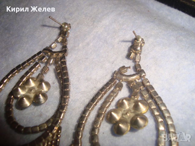 СТАРИ ПОСРЕБРЕНИ ОБЕЦИ ИНКРУСТИРАНИ с БЛЕСТЯЩИ ЮВЕЛИРНО ФАСЕТИРАНИ СКЪПОЦЕННИ КРИСТАЛИ 20813, снимка 5 - Обеци - 36540471