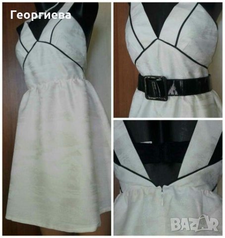 Нова рокля в бяло и екрю, с лек блясък ПРОМОЦИЯ 🍀👗XS,S🍀👗 арт.422, снимка 1 - Рокли - 28263535