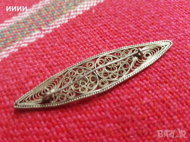 Брошка сребро филигран , снимка 2 - Антикварни и старинни предмети - 53371629