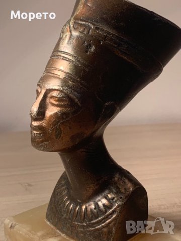 Стара египетска статуетка на Нефертити-бронз и оникс-2, снимка 7 - Антикварни и старинни предмети - 39159980