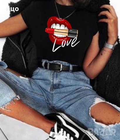  Дамска тениска Red Lips 2 модела всички размери 