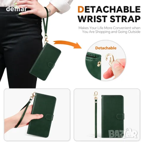 Калъф TUCCH Wallet за Galaxy S25 Ultra (6,9") 2025 5G, 2 в 1 отделящ се фолио калъф, каишка за китка, снимка 7 - Калъфи, кейсове - 49083611