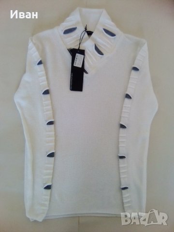 Мъжки пуловер LCR Black Edition, размер XL, бял - напълно нов - само по телефон!