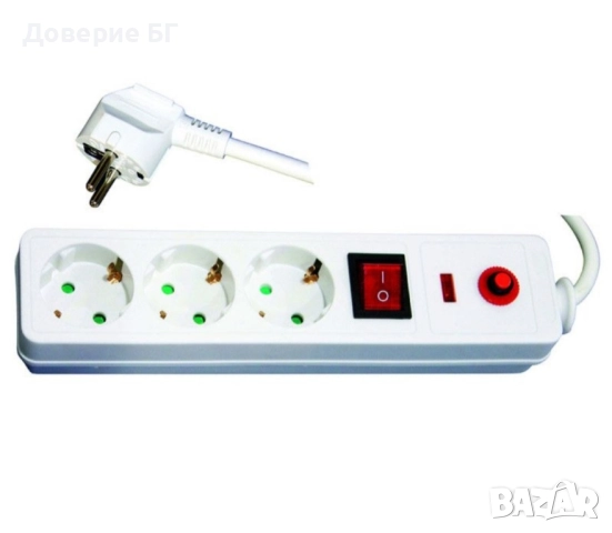 Разклонител 3 гнезда, кабел и защита срещу токов удар и претоварване • 3G1,5mm