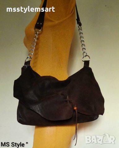 Дамска чанта от естествена кожа с капак в #Бохо стил! Ръчна изработка!, снимка 6 - Чанти - 34655605