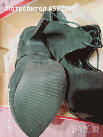 Черни обувки в връзки и 15 см ток, снимка 10 - Дамски обувки на ток - 52949132