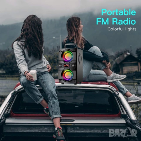 Преносим високоговорител SUPNIU с 60W мощен бас RGB осветление и Bluetooth 5.0, снимка 8 - Bluetooth тонколони - 50978358