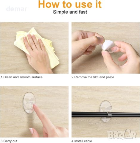 Кукички за външни светлини, щипки с водоустойчиво лепило - 40 бр., снимка 4 - Други - 43976323