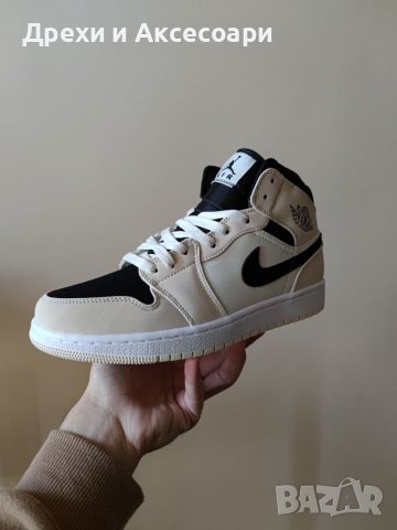 Nike Air Jordan 1 Mid SE GS Creamy White Barely Orange Light Cream Black Нови Оригинални Кецове, снимка 2 - Кецове - 38244571