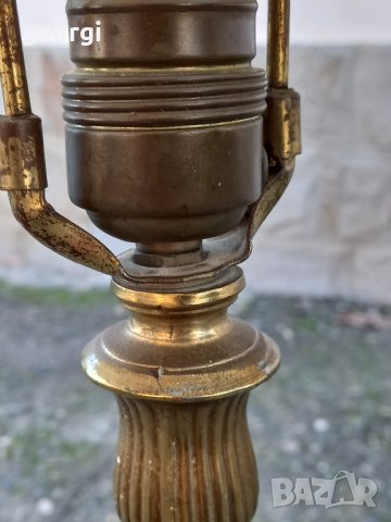Настолна лампа с бронзов обков и плафон от кожа, снимка 11 - Антикварни и старинни предмети - 43667213