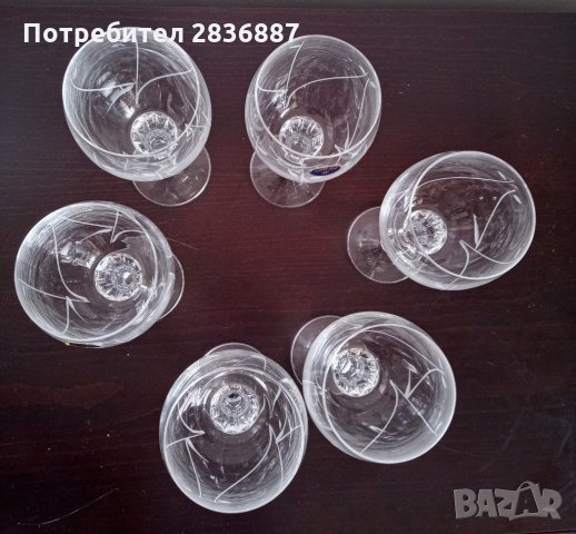 Сет 6 броя кристални чаши за вино Bohemia, снимка 4 - Сервизи - 35552753
