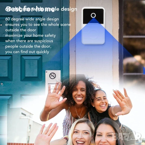 Tangxi Интелигентен  Bluetooth  видео звънец, 60° изглед, снимка 3 - Други - 50684057