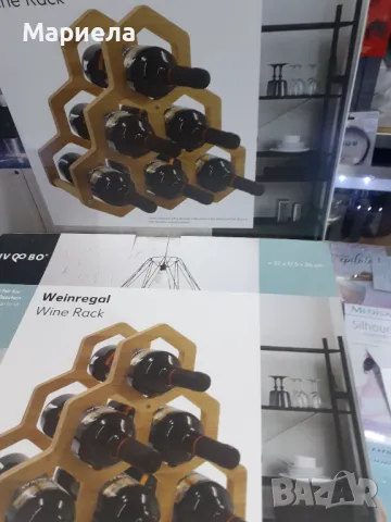 Стелаж за вино, Бамбукова етажерка за 6 бутилки винени, Wine rack, снимка 2 - Буркани, бутилки и капачки - 47854778