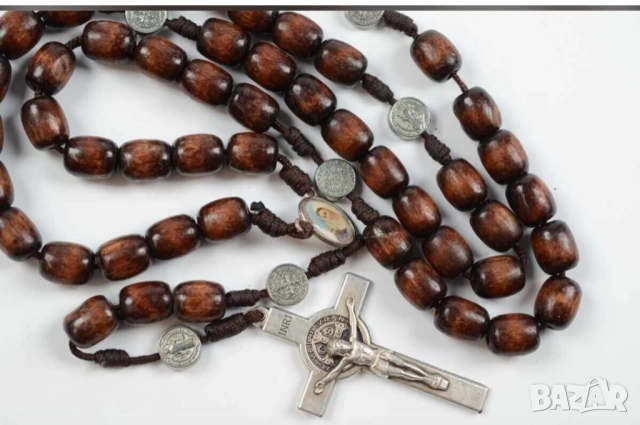 Стара християнска молитвена броеница метал и дърво за да ви пази Бог и закриля , снимка 3 - Антикварни и старинни предмети - 52542629