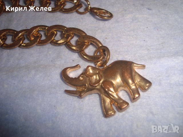 ПОЗЛАТЕНА ВИНТИДЖ АРТ ГРИВНА ЗДРАВА КЛАСИЧЕСКА ПЛЕТКА с ФИГУРАЛНА ВИСУЛКА СЛОНЧЕ 27938, снимка 4 - Гривни - 37072091