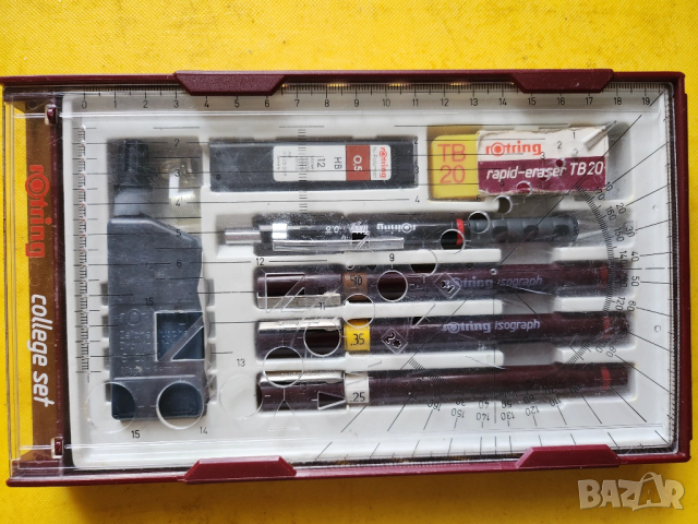 Рапидографи Rotring College set, mod. " Isograph " -3 броя писци 0,25/0,35/0,50 +авт.молив,работещи 