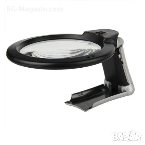 Голяма увеличителна ръчна и настолна лупа с LED осветление за четене книги ремонт лед лампа евтина, снимка 8 - Други инструменти - 50920099