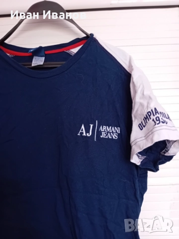 Оригинална тениска Armani x Reebok x Olimpia Milano, снимка 6 - Тениски - 51709441