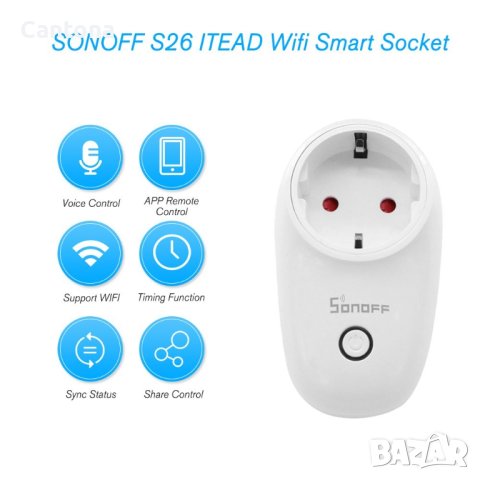 WiFi Смарт Контакт SONOFF S26R2 - 16A/4000W, Google, Alexa, снимка 1 - Друга електроника - 40339828