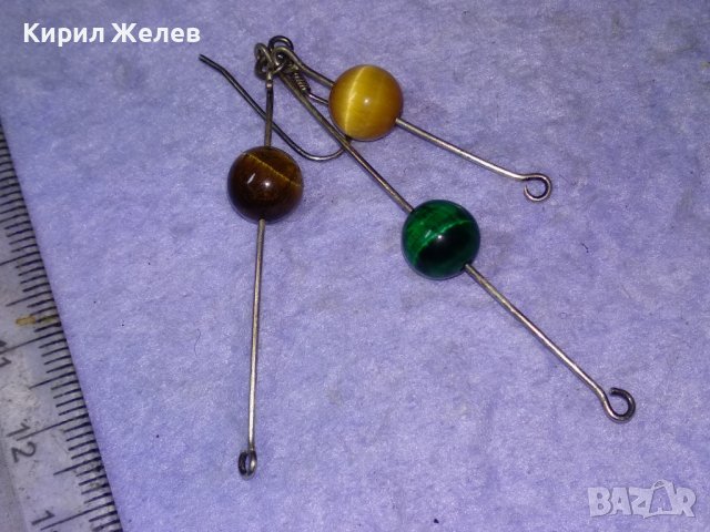 ШАРМАНТНА СРЕБЪРНА РЕТРО АРТ ОБЕЦА СРЕБРО 925 с ШЛИФОВАНО ТИГРОВО и КОТЕШКО ОКО 40906, снимка 9 - Обеци - 43318260