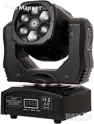 Преносими LED сценични светлини с движеща се глава и управление (6x12W + лазер), снимка 4 - Лед осветление - 50366328