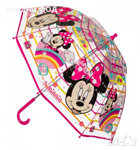 Чадър, Minnie, Детски, 63см , Многоцветен/ прозрачен